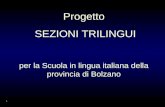 Progetto SEZIONI TRILINGUI per la Scuola in lingua italiana della provincia di Bolzano 1.