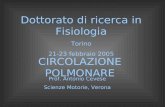 Dottorato di ricerca in Fisiologia Torino 21-23 febbraio 2005 CIRCOLAZIONE POLMONARE Prof. Antonio Cevese Scienze Motorie, Verona.