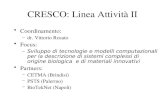 CRESCO: Linea Attività II Coordinamento: –dr. Vittorio Rosato Focus: –Sviluppo di tecnologie e modelli computazionali per la descrizione di sistemi complessi.