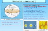 Sistemi di coordinate[1] Coordinate equatoriali: ascensione retta e declinazione Ascensione retta R.A. ( ); declinazione = distanza angolare di un astro.