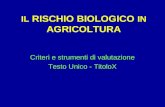 IL RISCHIO BIOLOGICO IN AGRICOLTURA Criteri e strumenti di valutazione Testo Unico - TitoloX.