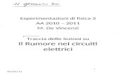 Traccia delle lezioni su Il Rumore nei circuiti elettrici Esperimentazioni di fisica 3 AA 2010 – 2011 M. De Vincenzi 02/01/11.