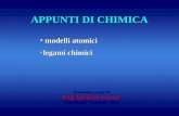 APPUNTI DI CHIMICA legami chimici legami chimici modelli atomici modelli atomici Presentazione a cura del Presentazione a cura del Prof. Salvatore Leccese.