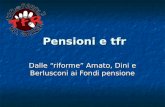 Pensioni e tfr Pensioni e tfr Dalle riforme Amato, Dini e Berlusconi ai Fondi pensione.