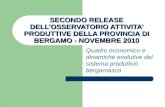 SECONDO RELEASE DELLOSSERVATORIO ATTIVITA PRODUTTIVE DELLA PROVINCIA DI BERGAMO - NOVEMBRE 2010 Quadro economico e dinamiche evolutive del sistema produttivo.