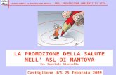 LA PROMOZIONE DELLA SALUTE NELL ASL DI MANTOVA Dr. Gabriele Giannella Castiglione d/S 25 febbraio 2009 DIPARTIMENTO DI PREVENZIONE MEDICA - AREA PREVENZIONE.
