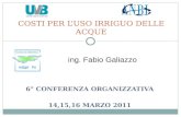 6° CONFERENZA ORGANIZZATIVA 14,15,16 MARZO 2011 COSTI PER LUSO IRRIGUO DELLE ACQUE ing. Fabio Galiazzo.