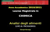 Analisi degli alimenti (LMC-6: PACKAGING) Giorgio Bonaga Anno Accademico 2010/2011 Laurea Magistrale in CHIMICA.