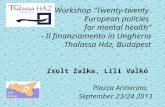 Workshop Twenty-twenty European policies for mental health - Il finanziamento in Ungheria Thalassa Ház, Budapest Zsolt Zalka, Lili Valkó Piazza Armerina,