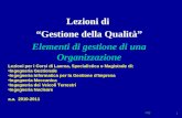 GQ 1 Lezioni di Gestione della Qualità Elementi di gestione di una Organizzazione Lezioni per i Corsi di Laurea, Specialistica o Magistrale di: Ingegneria.