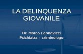 LA DELINQUENZA GIOVANILE Dr. Marco Cannavicci Psichiatra – criminologo.