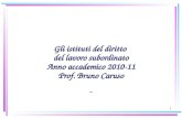 1 Gli istituti del diritto del lavoro subordinato Anno accademico 2010-11 Prof. Bruno Caruso.