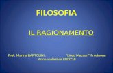 FILOSOFIA IL RAGIONAMENTO Prof. Marina BARTOLINI. Liceo Maccari Frosinone Anno scolastico 2009/10.