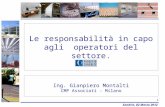 Sondrio, 02 Marzo 2012 Le responsabilità in capo agli operatori del settore. Ing. Gianpiero Montalti CMP Associati - Milano 1.