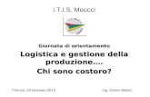 I.T.I.S. Meucci Giornata di orientamento Logistica e gestione della produzione…. Chi sono costoro? Firenze, 24 Gennaio 2013 Ing. Gianni Bettini.