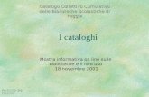 Catalogo Collettivo Cumulativo delle Biblioteche Scolastiche di Foggia I cataloghi Mostra informativa on line sulle biblioteche e il loro uso 18 novembre.