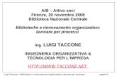 Luigi Taccone Biblioteche e rinnovamento organizzativo: lavorare per processi pagina 1 AIB – Attivo soci Firenze, 20 novembre 2008 Biblioteca Nazionale.