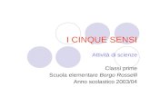 I CINQUE SENSI Attività di scienze Classi prime Scuola elementare Borgo Rosselli Anno scolastico 2003/04.