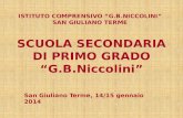 ISTITUTO COMPRENSIVO G.B.NICCOLINI SAN GIULIANO TERME SCUOLA SECONDARIA DI PRIMO GRADO G.B.Niccolini San Giuliano Terme, 14/15 gennaio 2014.
