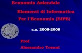 Elementi di Informatica Per lEconomia (EIPE) a.a. 2008-2009 Prof. Alessandro Tosoni Economia Aziendale.