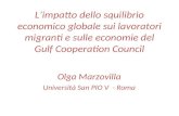 Limpatto dello squilibrio economico globale sui lavoratori migranti e sulle economie del Gulf Cooperation Council Olga Marzovilla Università San PIO V.