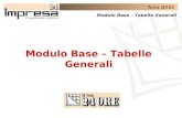 Area BASE Modulo Base – Tabelle Generali. Area BASE Modulo Base – Tabelle Generali Il Modulo BASE permette di gestire completamente tutte le altre tabelle.