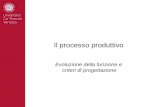 Il processo produttivo Evoluzione della funzione e criteri di progettazione.
