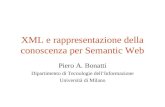 XML e rappresentazione della conoscenza per Semantic Web Piero A. Bonatti Dipartimento di Tecnologie dellInformazione Università di Milano.