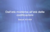 Dalletà moderna alletà delle codificazioni Secoli XV-XIX.