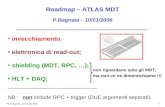 Paolo Bagnaia - 10 January 2006 1 invecchiamento. elettronica di read-out; shielding (MDT, RPC, …); HLT + DAQ; _________________________ NB :non include.