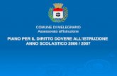 COMUNE DI MELEGNANO Assessorato allIstruzione PIANO PER IL DIRITTO DOVERE ALLISTRUZIONE ANNO SCOLASTICO 2006 / 2007.