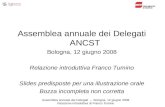 Assemblea annuale dei Delegati – Bologna, 12 giugno 2008 Relazione introduttiva di Franco Tumino Assemblea annuale dei Delegati ANCST Bologna, 12 giugno.
