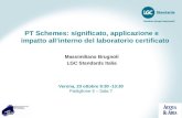 PT Schemes: significato, applicazione e impatto allinterno del laboratorio certificato Massimiliano Brugnoli LGC Standards Italia Verona, 23 ottobre 9:30.