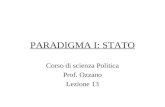 PARADIGMA I: STATO Corso di scienza Politica Prof. Ozzano Lezione 13.