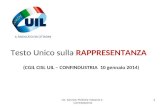 UIL Servizio Politiche Industria e Contrattazione 1 Testo Unico sulla RAPPRESENTANZA (CGIL CISL UIL – CONFINDUSTRIA 10 gennaio 2014 )