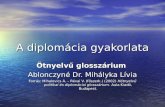 A diplomácia gyakorlata Ötnyelvű glosszárium Ablonczyné Dr. Mihályka Lívia Forrás: Mihalovics Á. – Révai V. (főszerk.) (2002) Hétnyelvű politikai és diplomáciai.