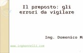 Il preposto: gli errori da vigilare  Ing. Domenico Mannelli 1.