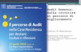 Audit Demenze: dalle criticità ai percorsi di miglioramento Clelia D’Anastasio Responsabile UOSD Geriatria Territoriale e Progetto Aziendale Demenze, Dipartimento.