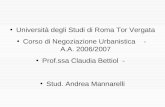 Università degli Studi di Roma Tor Vergata Corso di Negoziazione Urbanistica - A.A. 2006/2007 Prof.ssa Claudia Bettiol - Stud. Andrea Mannarelli.