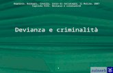 Bagnasco, Barbagli, Cavalli, Corso di sociologia, Il Mulino, 2007 Capitolo VIII. Devianza e criminalità 1 Devianza e criminalità.
