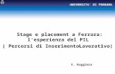 UNIVERSITA’ DI FERRARA Stage e placement a Ferrara: l'esperienza del PIL ( Percorsi di InserimentoLavorativo) V. Ruggiero.