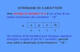 STRINGHE DI CARATTERI Una stringa di caratteri in C è un array di ca- ratteri terminato dal carattere '\0' Un vettore di N caratteri può dunque ospitare.