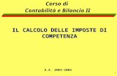 1 IL CALCOLO DELLE IMPOSTE DI COMPETENZA Corso di Contabilità e Bilancio II A.A. 2003-2004.