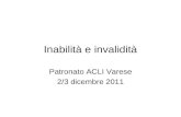 Inabilità e invalidità Patronato ACLI Varese 2/3 dicembre 2011.