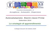 Autovalutazione Alunni classi Prime Settembre 2014 Le strategie di apprendimento Funzione strumentale n. 4 Accoglienza - Autoanalisi - Dispersione Collegio.