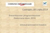 Presentazione programmazione finanziaria anno 2014 Correggio, 09 Luglio 2014 Settore programmazione finanziaria.
