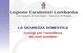 Legione Carabinieri Lombardia Compagnia di Gonzaga – Stazione di Moglia LA SICUREZZA DOMESTICA consigli per l’autodifesa dai reati predatori.
