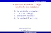 Le particelle elementari Nicolo Cartiglia -INFN Torino1 1.Le particelle elementari 2.Il bosone di Higgs 3.Simmetrie nascoste 4.La storia dell’universo.