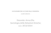 UN GLOSSARIO PER LO STUDIO DELLE MIGRAZIONI concetti e definizioni Docente: Anna Elia Sociologia delle Relazioni Etniche a.a. 2013/2014.
