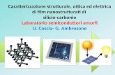 Caratterizzazione strutturale, ottica ed elettrica di film nanostrutturati di silicio-carbonio Laboratorio semiconduttori amorfi U. Coscia- G. Ambrosone.